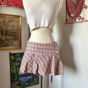 charlotte russe very rare plaid pink knit mini skirt